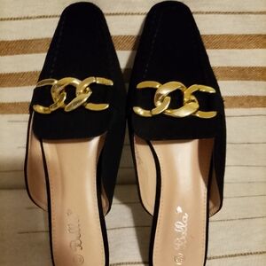 Abella Black and Gold Women's Loafers